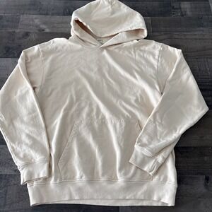 Sporty & Rich Hoodie Solid Cream Medium Made in USA basic pullover